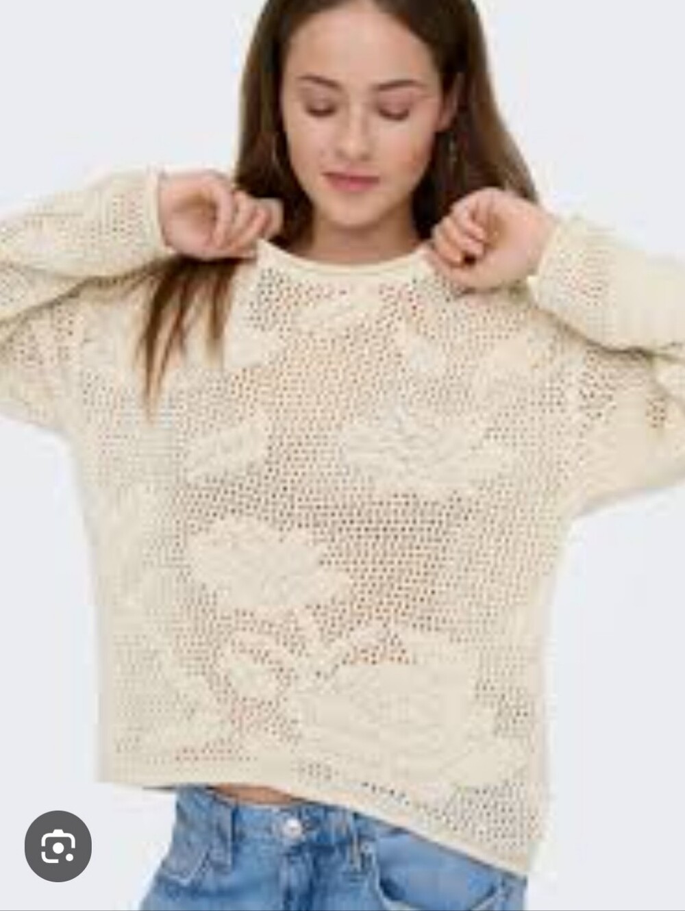 ONLY NWT Cream Crochet Open Knit Pattern Sweater Extra Large XL